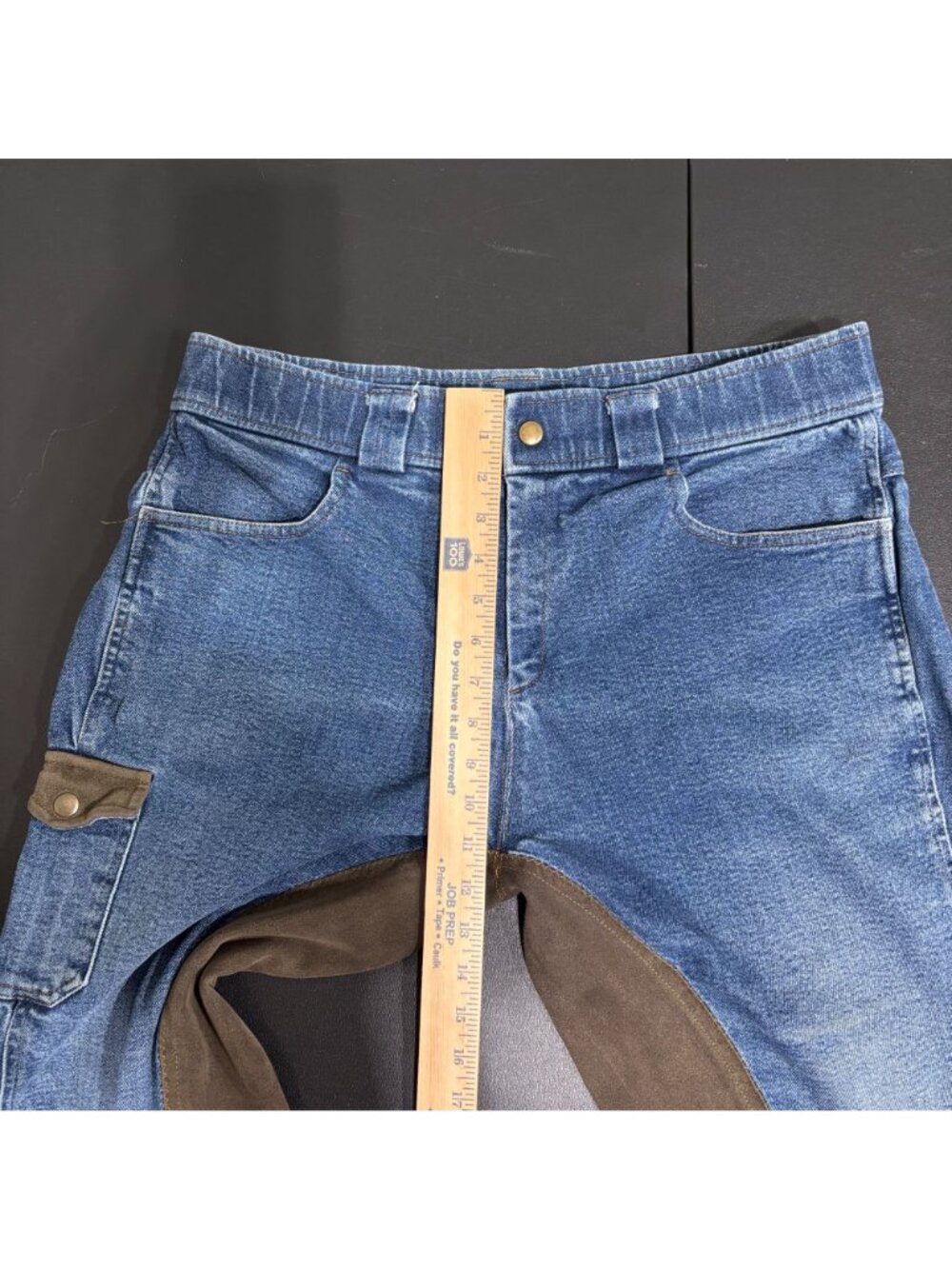Reinforced Denim Riding Jeans w/ Brown Suede Panels Workwear Unisex - Picture 8 of 10